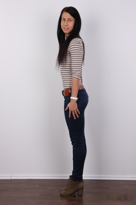 Brunette amateur Veronika stands straight and tall with and without clothes 41818597