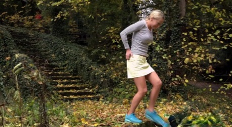 Cute blonde Victoria Pure hikes her skirt to take a pee along country lane 57725842