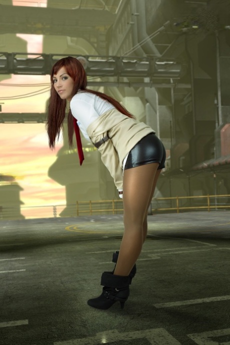 Sexy redheaded cosplayer unveils her nice tits while wearing pantyhose 88121012