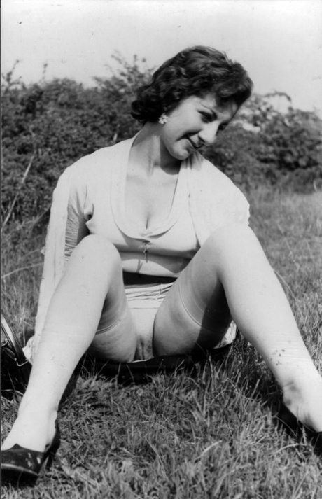 Hot mature pornstars of yore show hairy bush in vintage no panties upskirt 96636828