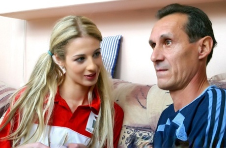 Dirty blonde soccer playing teen seduces her older coach with hair in pigtails 67120234