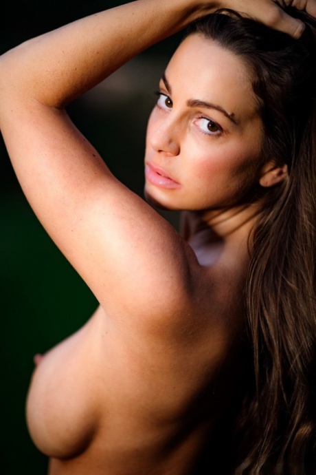 Hot brunette teen A Sabina Rouge gets totally on a back lawn at night 73690595