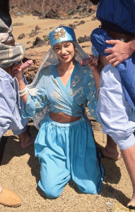 Caucasian female Julia Spain does a DP in the desert while in cosplay attire 80377199