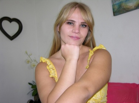 Young blonde Madison E gets naked for the first time on top of her bed 65761218