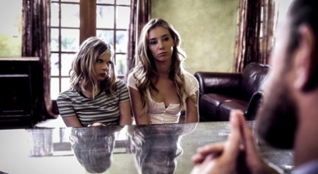 Teen stepsisters Haley Reed & Coco Lovelock have lesbian sex before a 3some 37211443