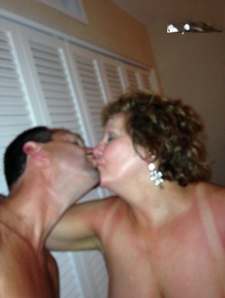 Older woman Busty Bliss shows her natural tits with jizz on them 58484213