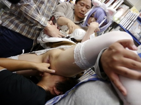 Japanese cosplayer Miku Oguri gets gangbanged at a comic book store 98364290