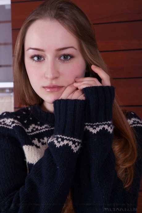 Fully clothed teen Evelin undressing for nude modeling display 82875081