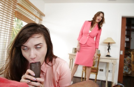 Young girl sucks a big black cock and eats cum with her mother's help 43737580