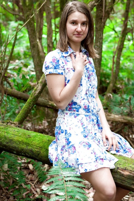Pretty 18 year old first timer Elizabeth H shows off skinny body outdoors 11979892