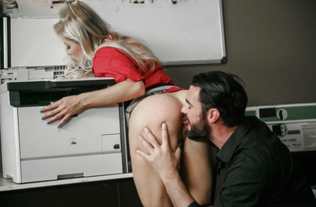 Blonde MILF taking deep ass fucking and cumshot in workplace